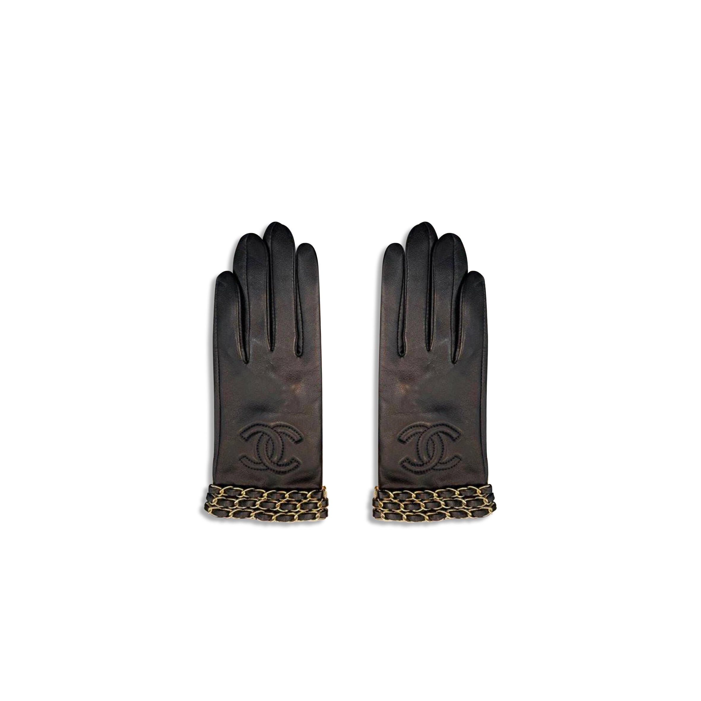 CHANEL LEATHER CHAIN GLOVES